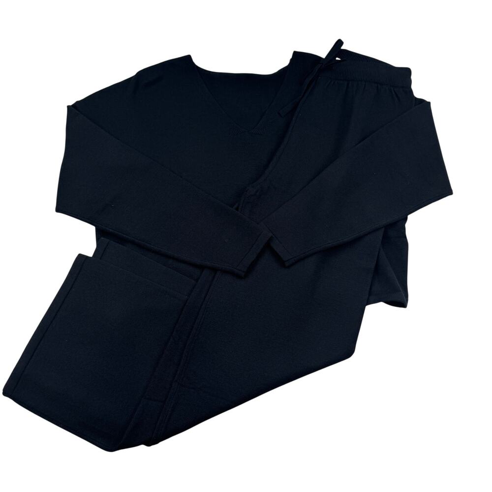Lillusory Black Soft Comfy Cozy Knit Two Piece Lounge Set Women's Size Small